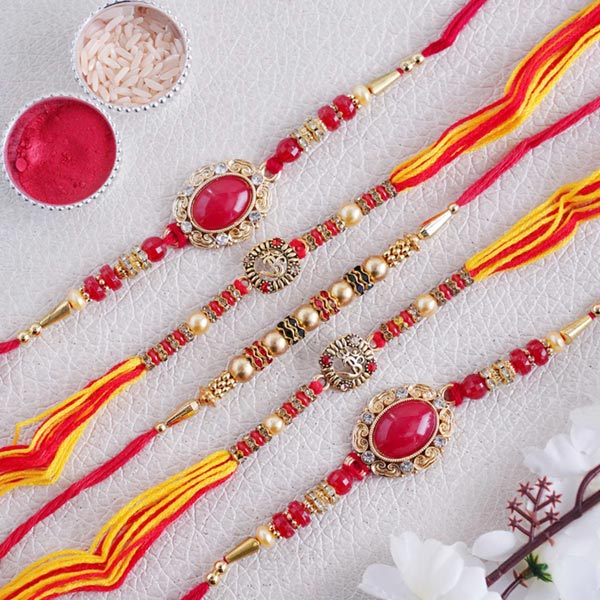 Send Set Of Five Designer Rakhi Online