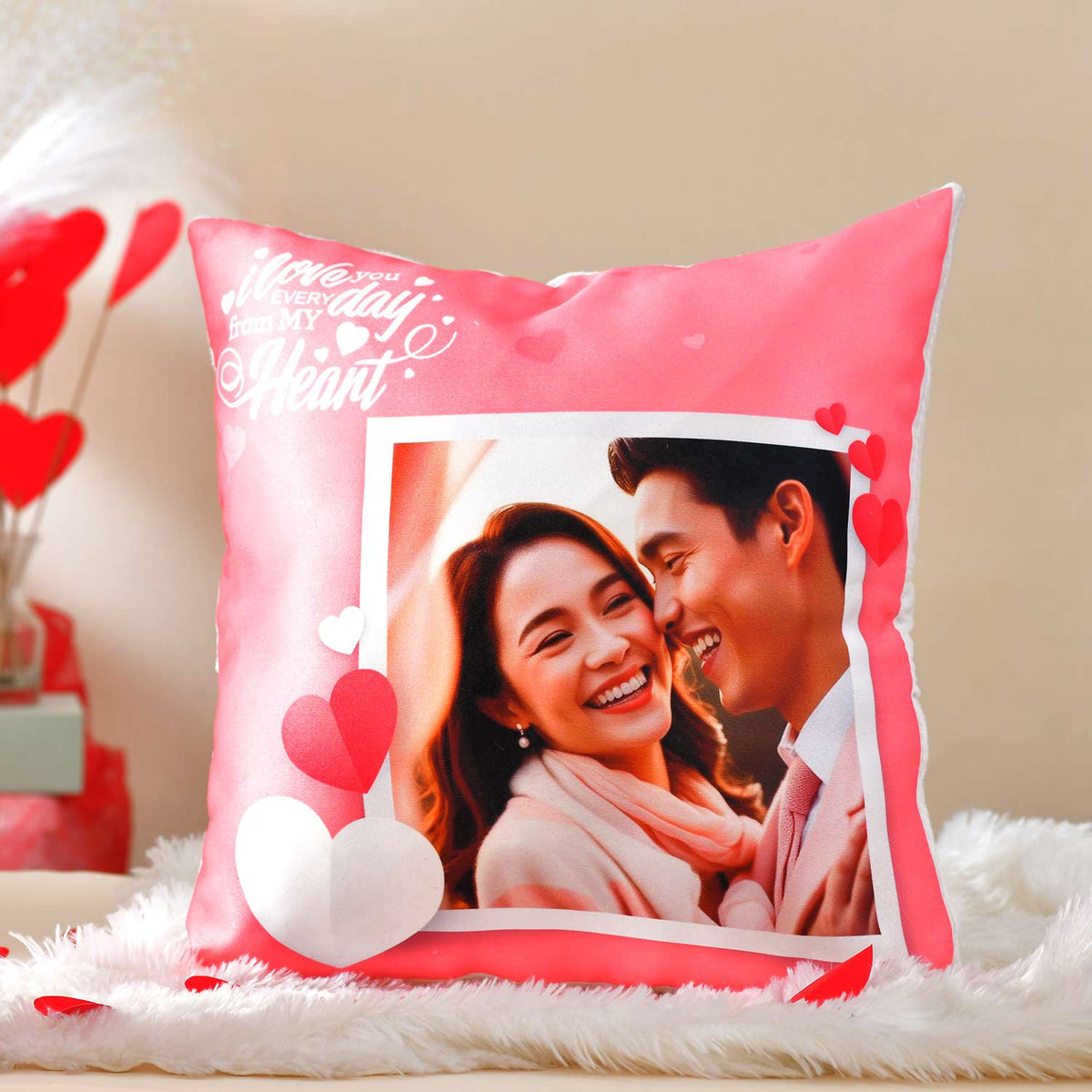 Lovely Personalized Cushion, Mug and Coaster Hamper