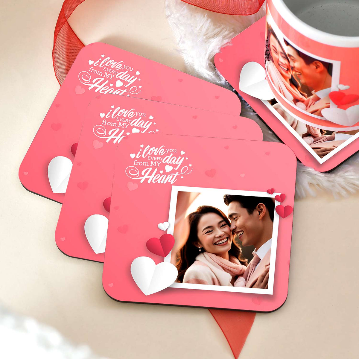 Lovely Personalized Cushion, Mug and Coaster Hamper