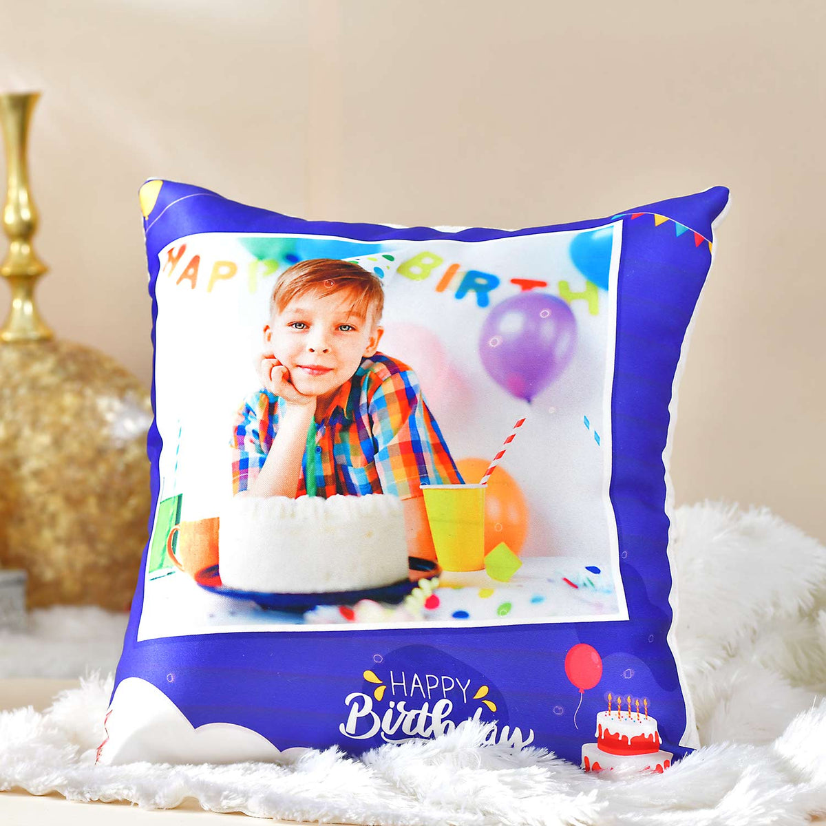 Personalized Photo Birthday Cushion and  Mug Set