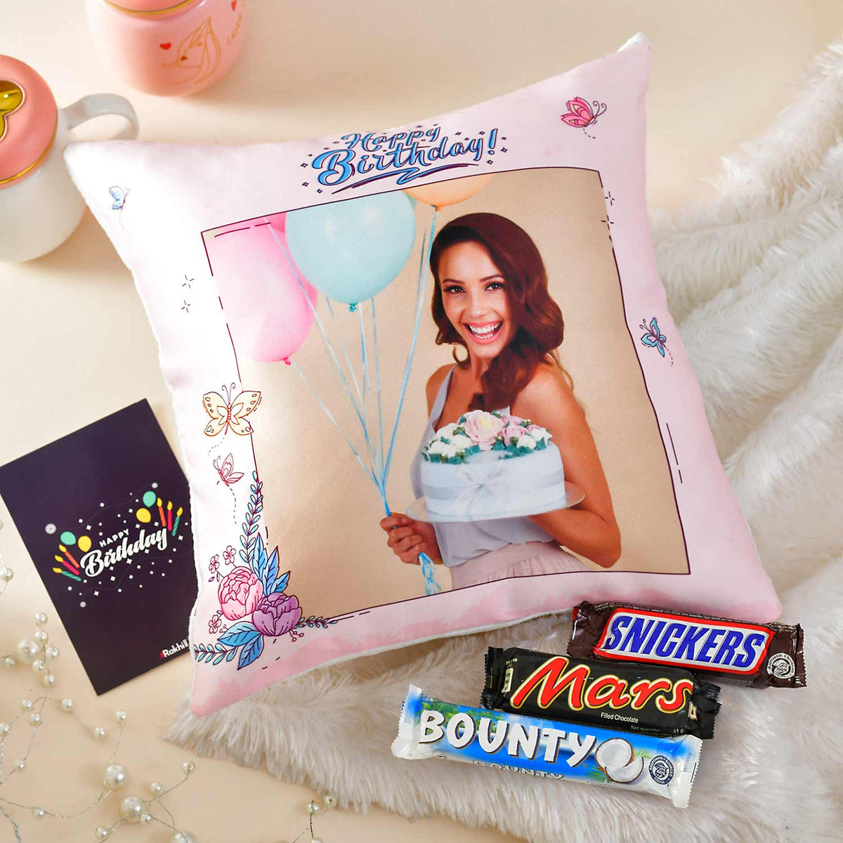 Personalized Birthday Cushion with Imported Chocolates
