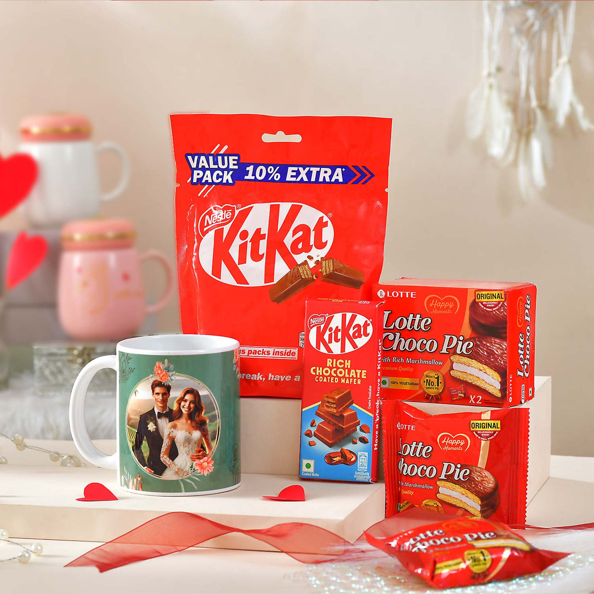 Anniversary Photo Mug with KitKat and Choco Pie