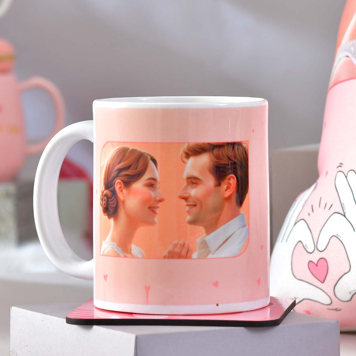 Personalized LOVE YOU Mug- Cushion Gift Set