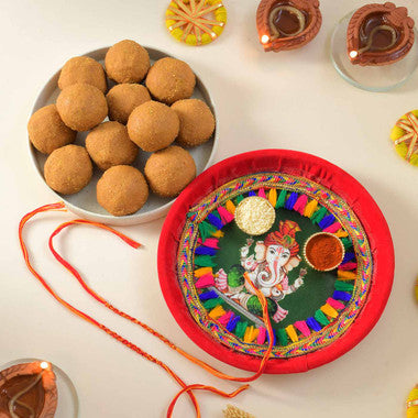 Pavitra Ganesha Thali with Besan Laddu Bhaidooj Gift