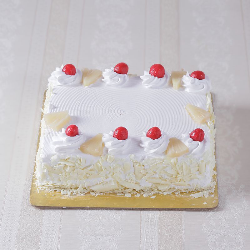 Square Shape Pineapple Eggless Cake