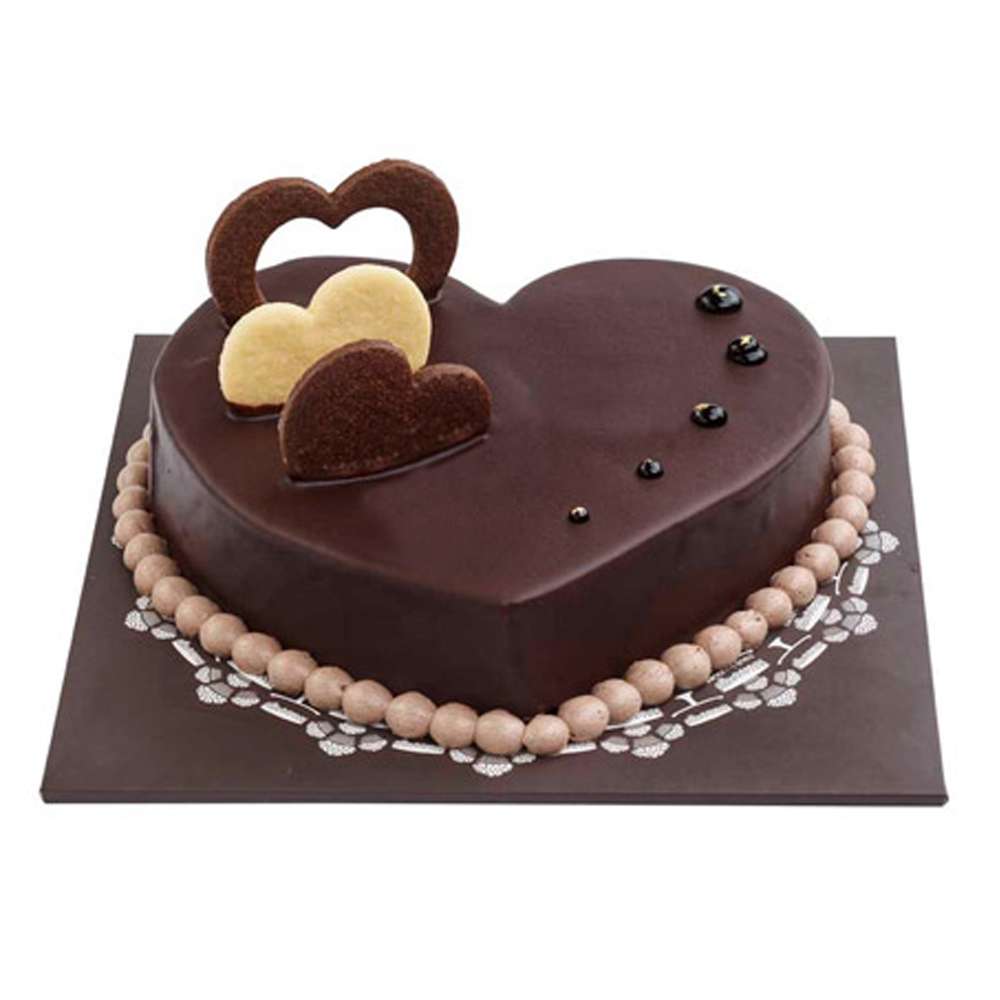 Tasty Eggless Heart Shape Chocolate Cake