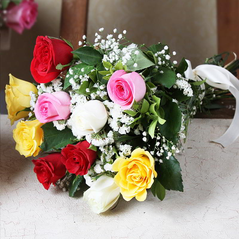 Ten Colored Roses Floral Charm