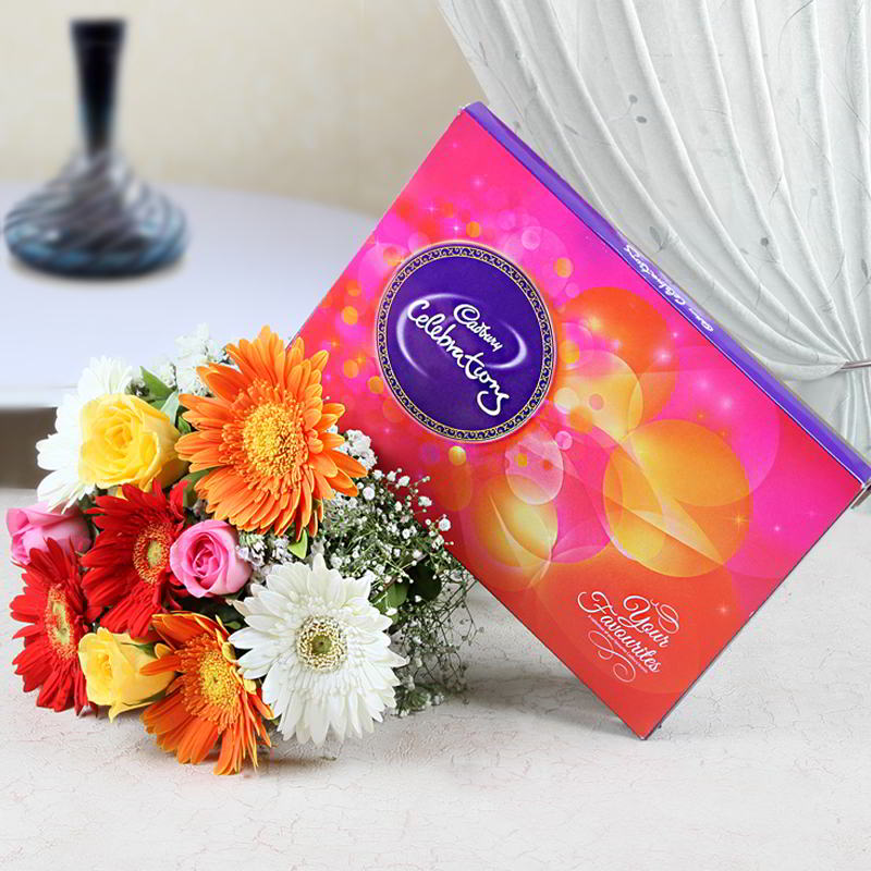Mixed Roses and Gerberas Chocolate Gift