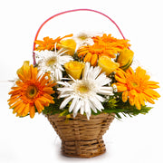 White and Yellow Gerbera Floral Basket