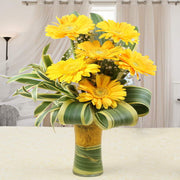 Fresh Yellow Gerberas in a Vase