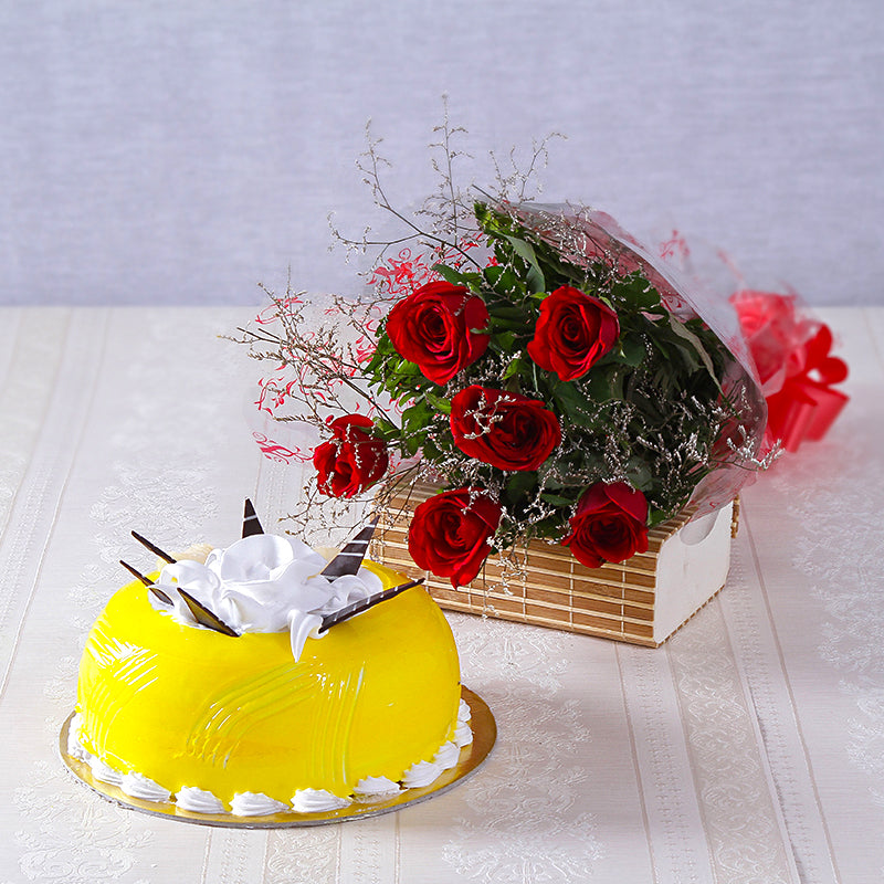 Red Roses and Pineapple Cake Delight