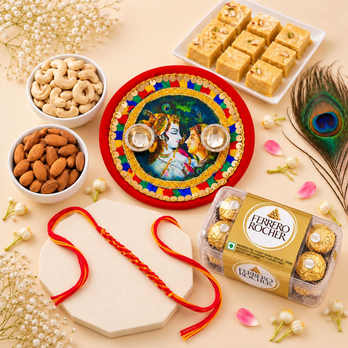 Radha Krishna Thali with Bhai Dooj Goodies