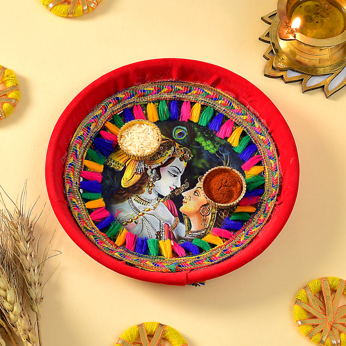 Radha Krishna Puja Thali Bhaidooj Gift