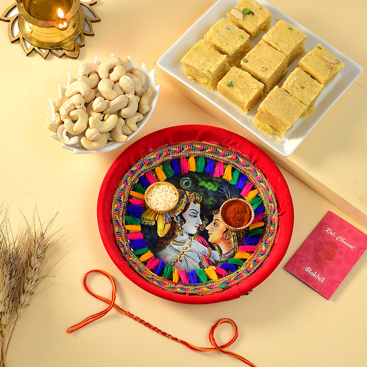 Radha Krishna Puja Thali Bhaidooj Gift