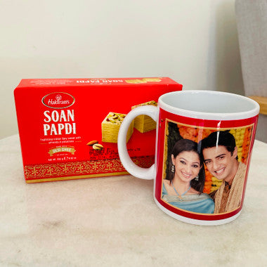 Personalized Photo Mug and Soanpapdi for Diwali