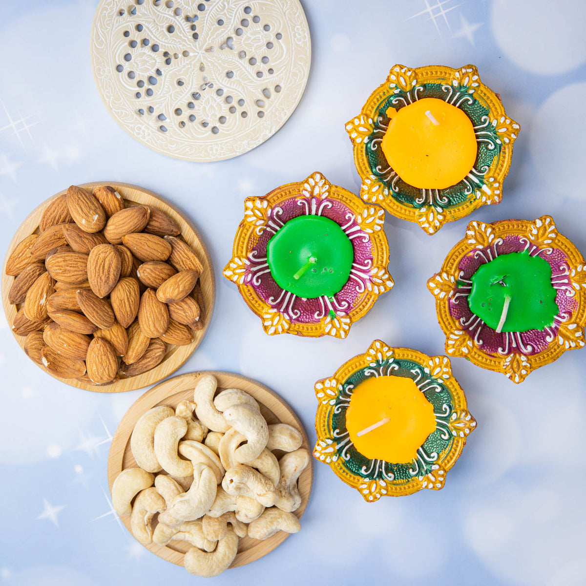 Almond Cashew with Diya for Diwali Gift