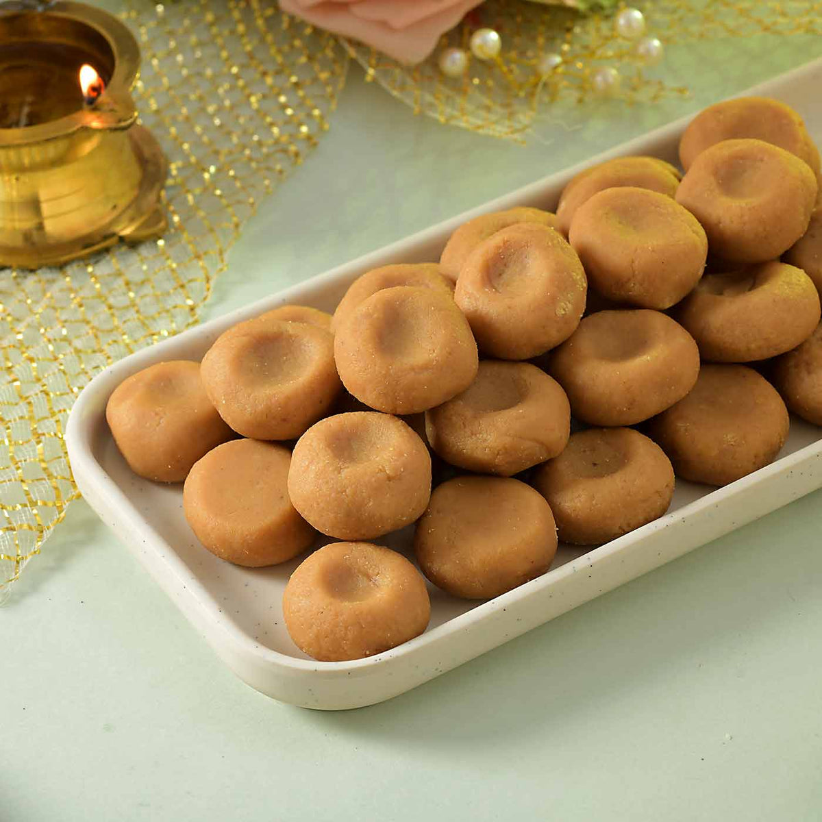 Mathura Pedda With Diwali Earthen Diya