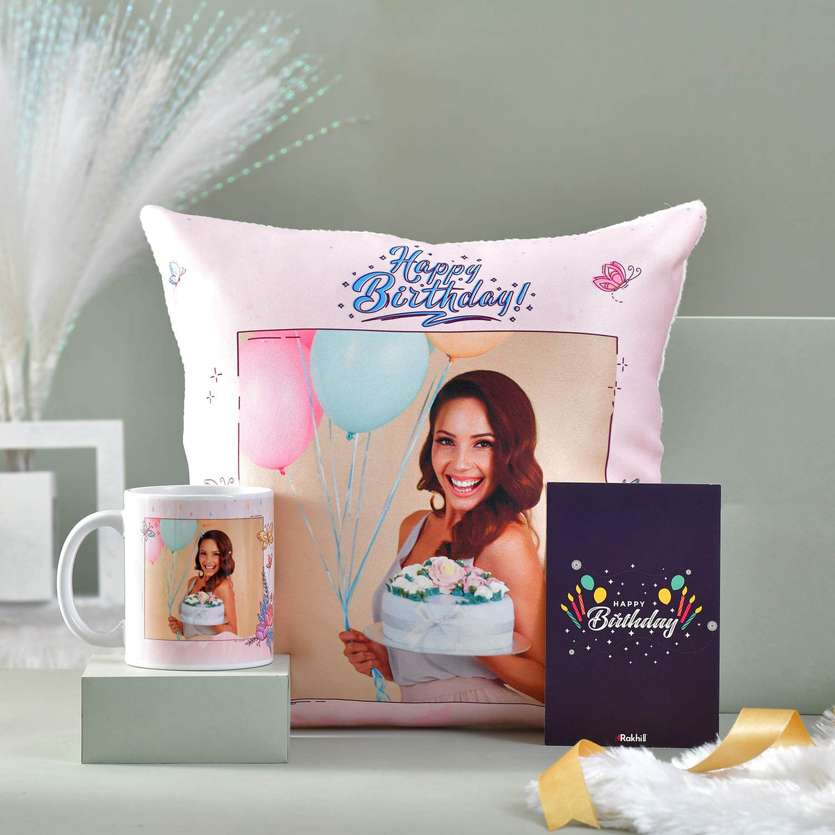 Personalized Birthday Cushion and Mug Gift Set