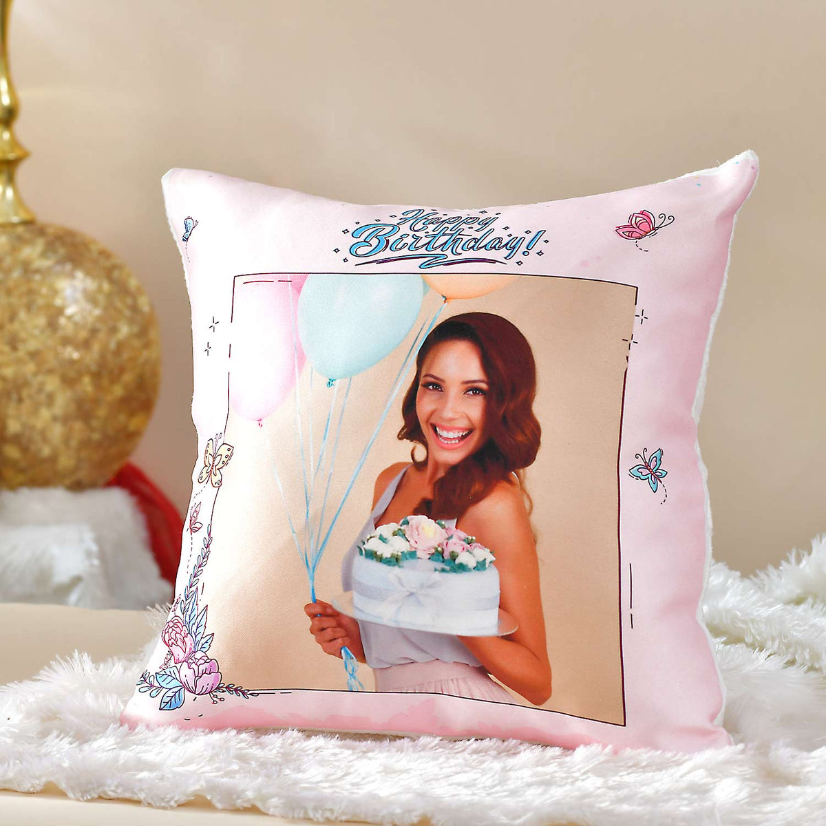 Personalized Birthday Photo Cushion