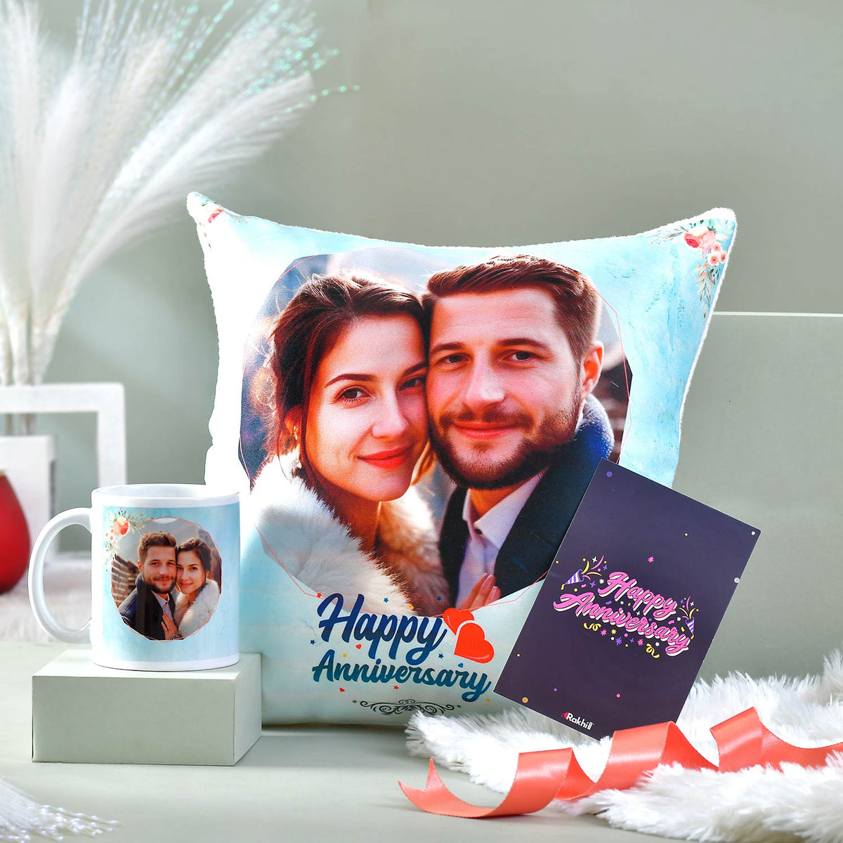 Personalized Anniversary Cushion and Mug Gift Set