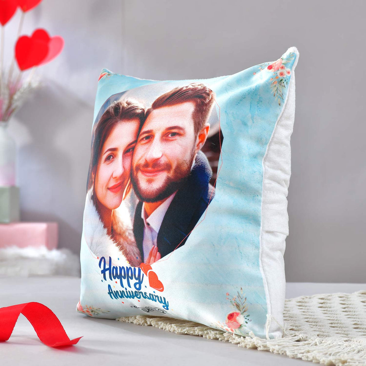 Happy Anniversary Personalized Photo Cushion