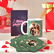 Personalized Photo Wedding Anniversary Mug and Coaster Set