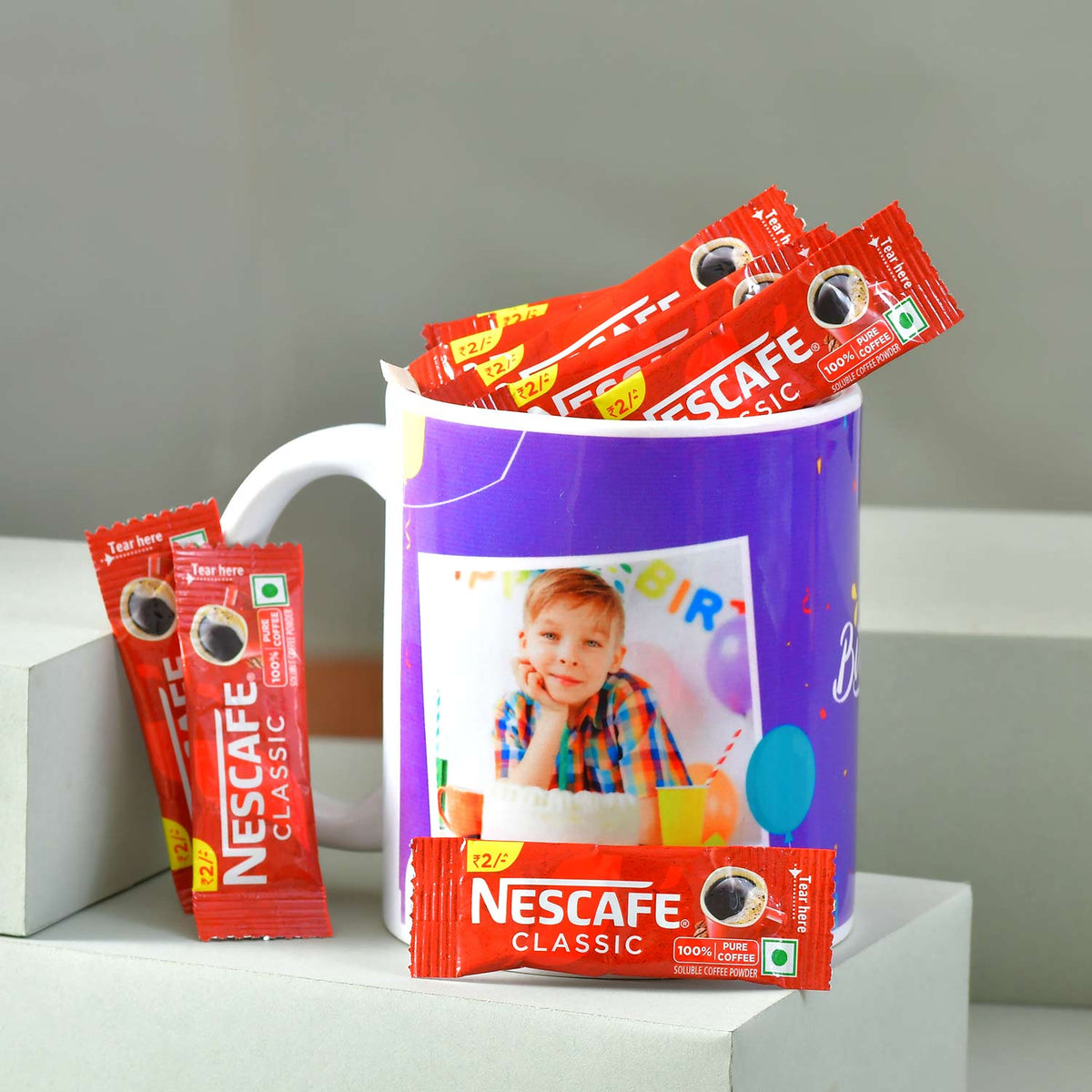 Personalized Birthday Gift with Cookies and Coffee