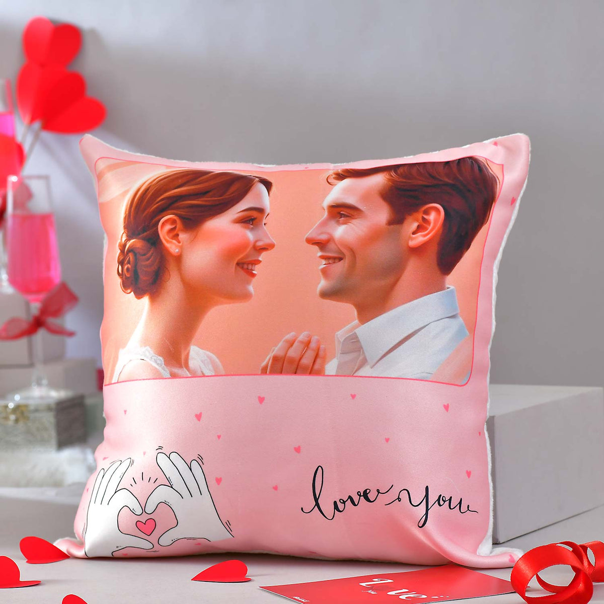 Romantic Personalized Photo Cushion and Mug Combo