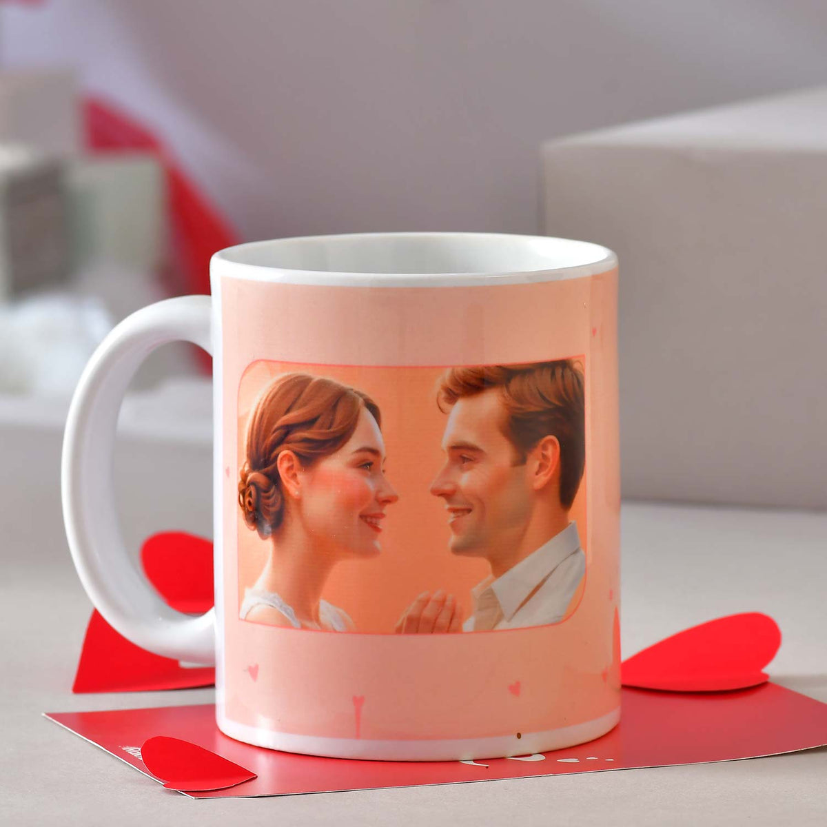 Romantic Personalized Photo Cushion and Mug Combo