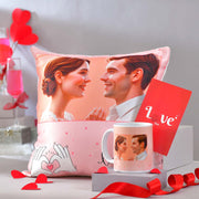 Romantic Personalized Photo Cushion and Mug Combo