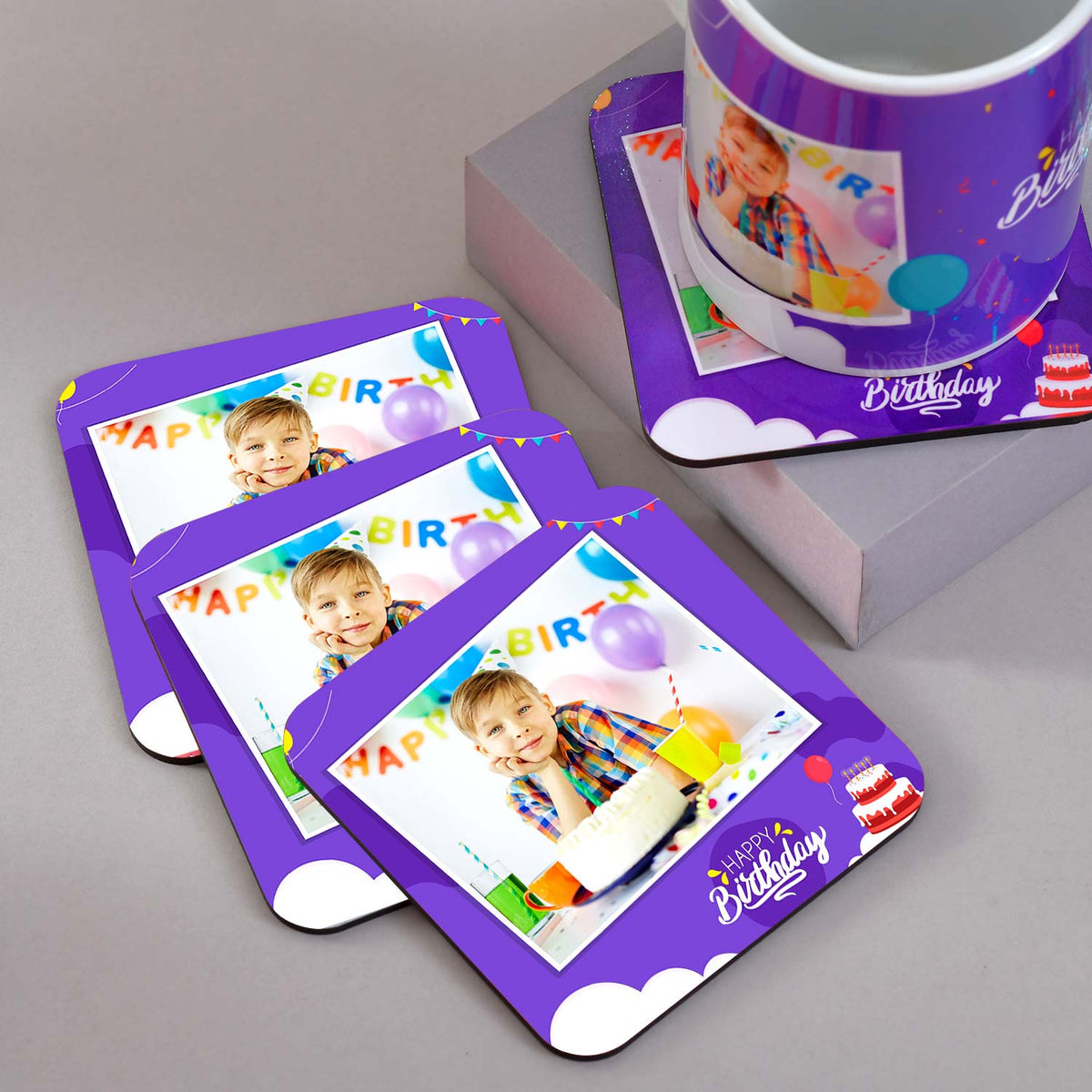 Personalized Birthday Photo Tea Coaster